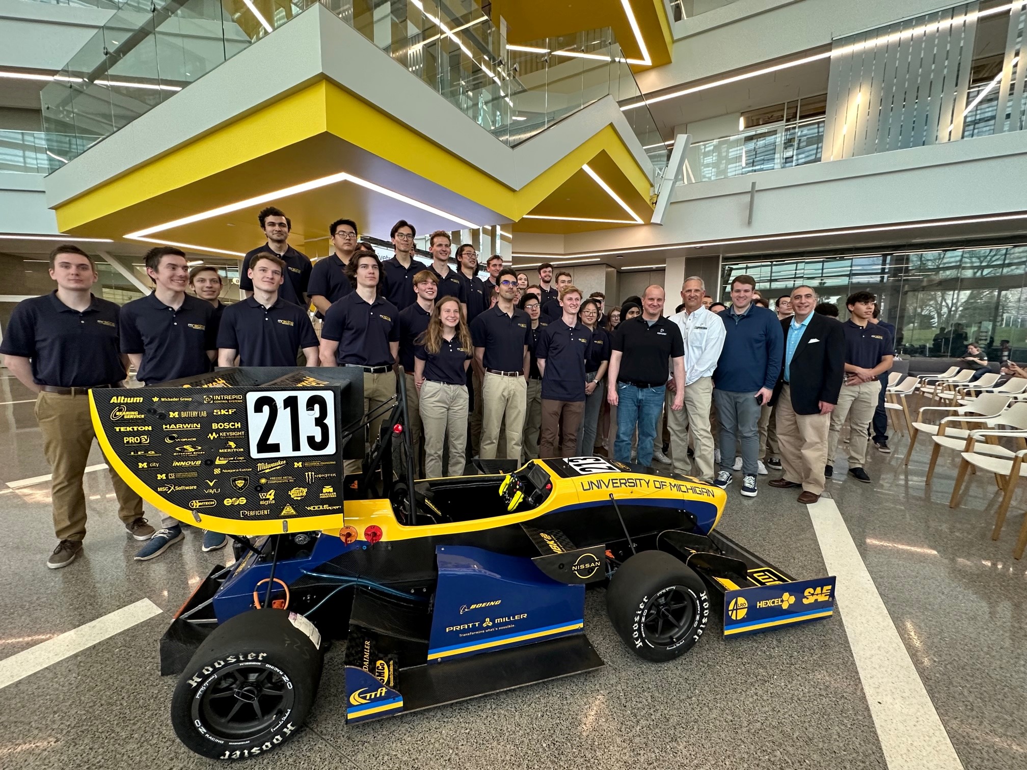 University of Michigan racing team with the electric car they built.