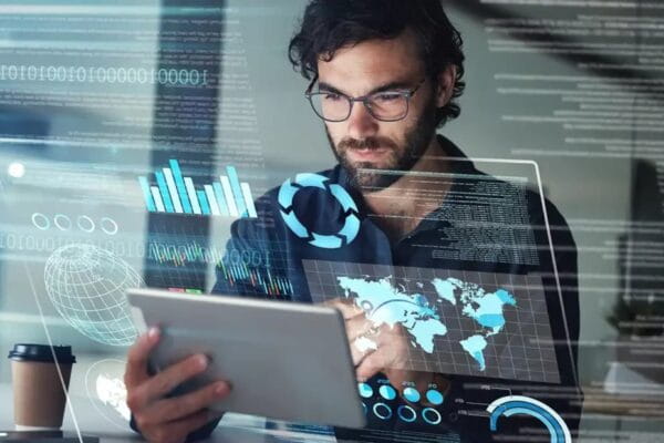 A man using AI to accelerate work