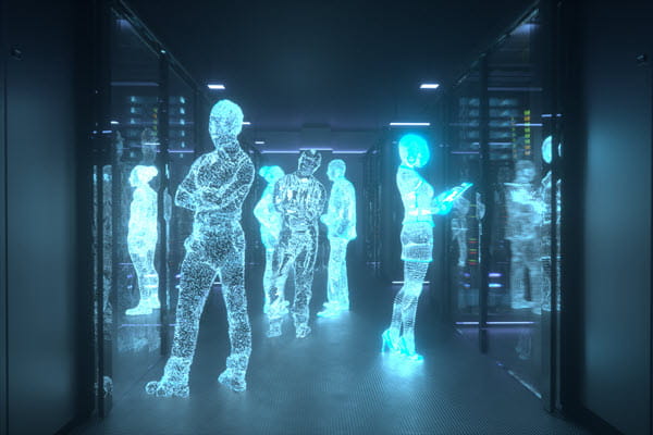 AI Adoption, holographic silhouettes