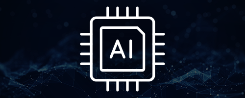 AI chip icon on abstract background.
