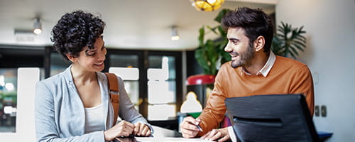 Two teammates talking