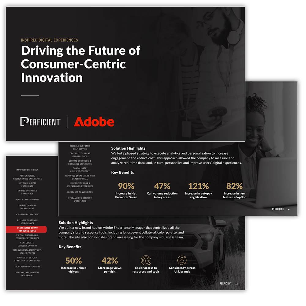 Page spread from Adobe loobook: Driving the Future of Customer-Centric Innovation