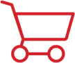 Red shopping cart icon.