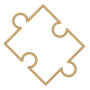 Gold icon of a puzzle piece.