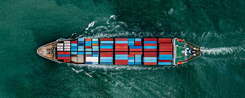 A cargo ship sailing.