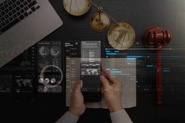 Cell phone with forms floating above it