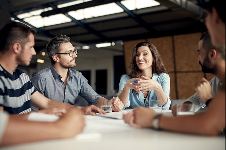 people at a meeting around table