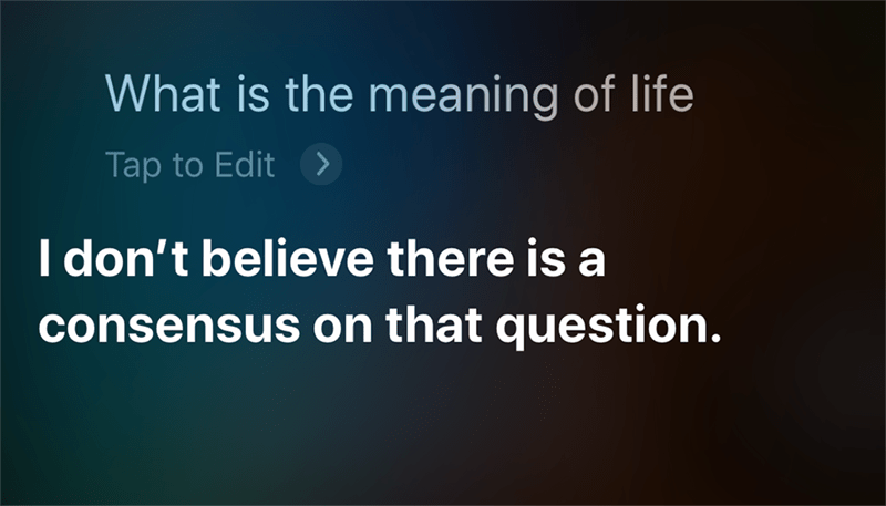 Siri answered voice search “What is the meaning of life”?e search “What is the meaning of life”?