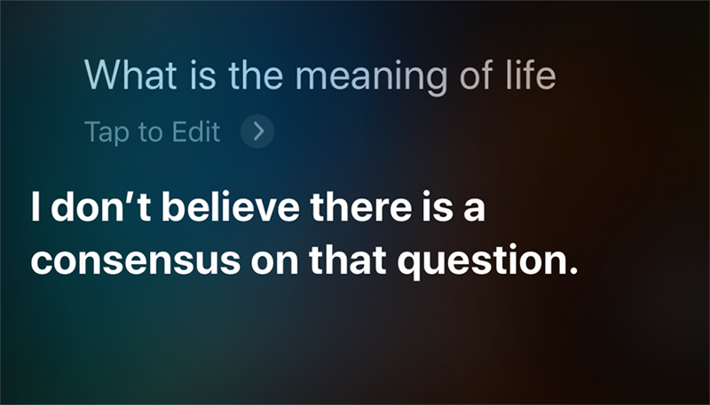 Siri answered voice search “What is the meaning of life”?e search “What is the meaning of life”?