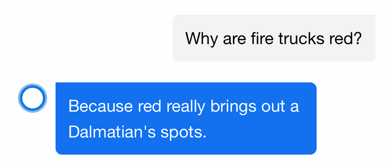 Cortana answered voice search “Why are fire trucks red”?