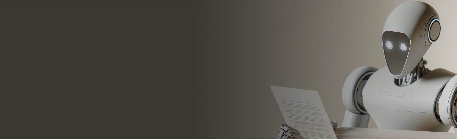 A robot reading documents.