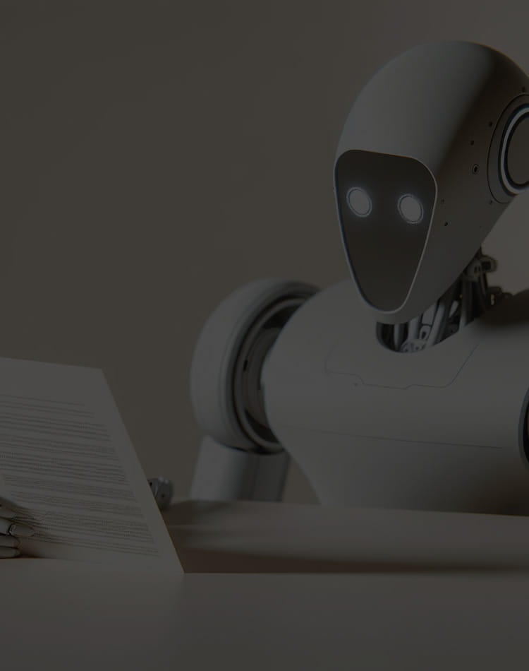 A robot reading documents.