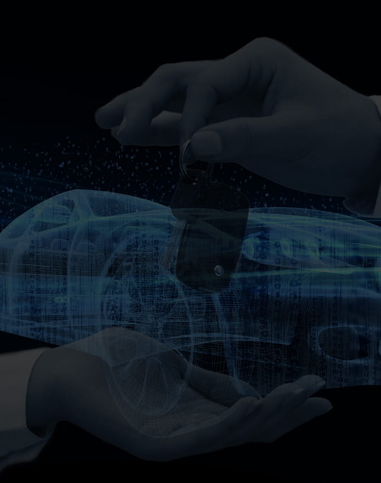 Digital car with a person holding car keys
