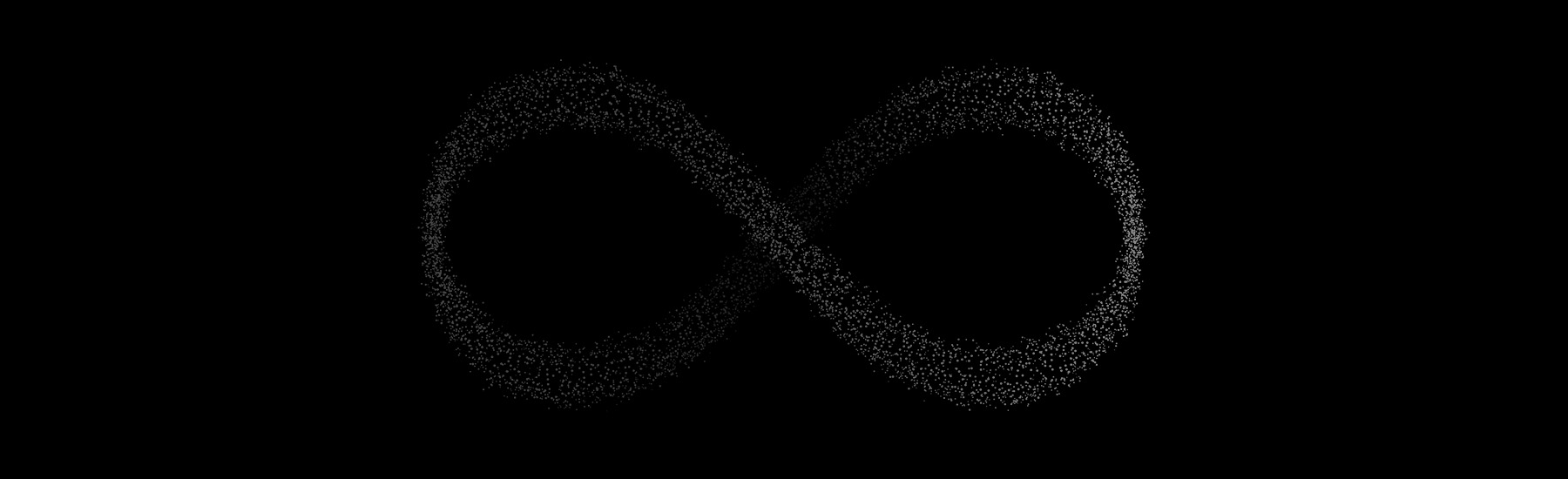 An infinity symbol made out of particles, desktop hero.