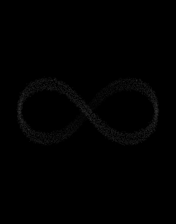 An infinity symbol made out of particles, mobile hero.