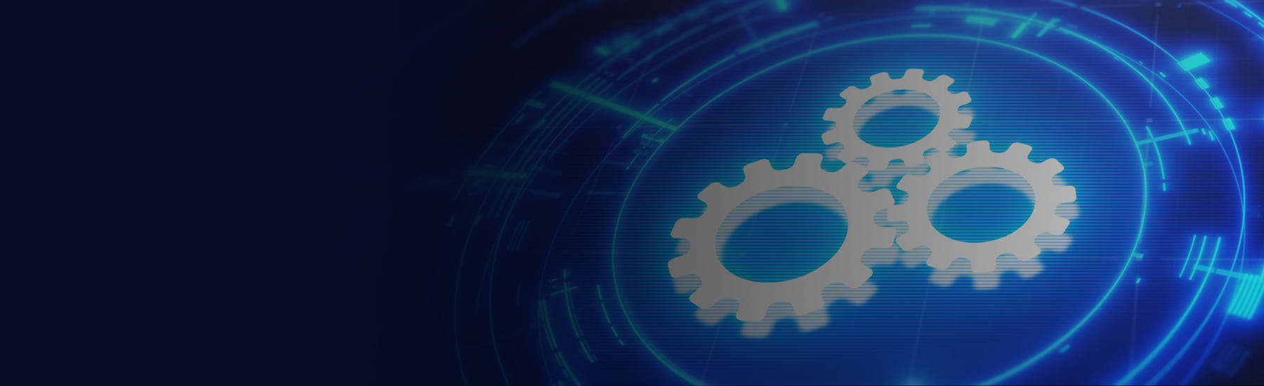 A graphic of three gears