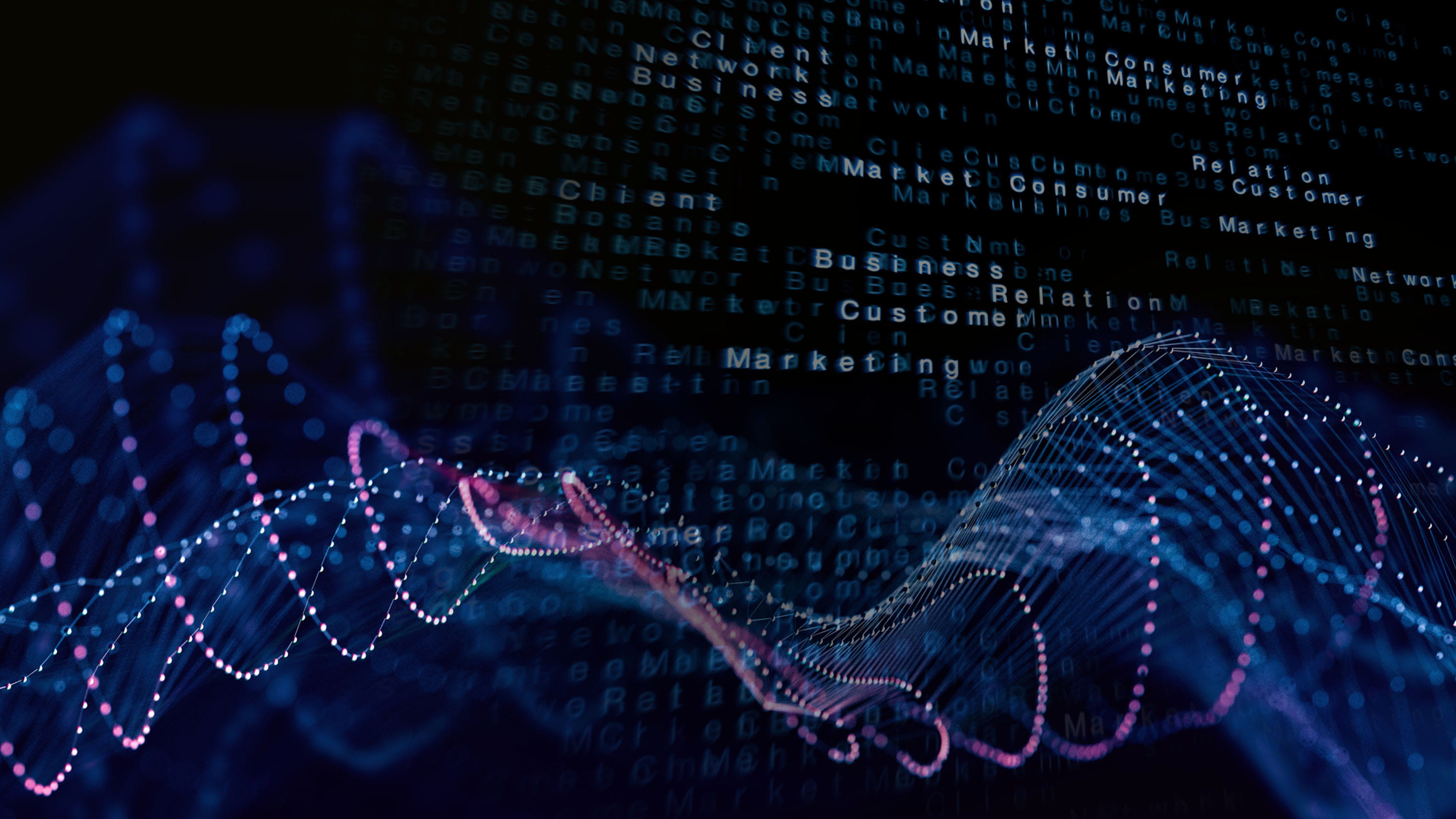 Blue abstracted wave forms and data points.