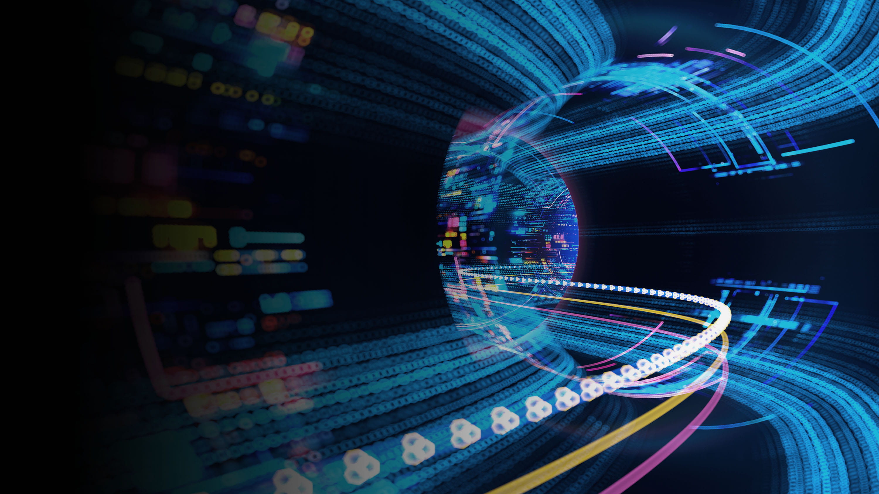 Abstract digital imagery. Tubing and bright neon colors.