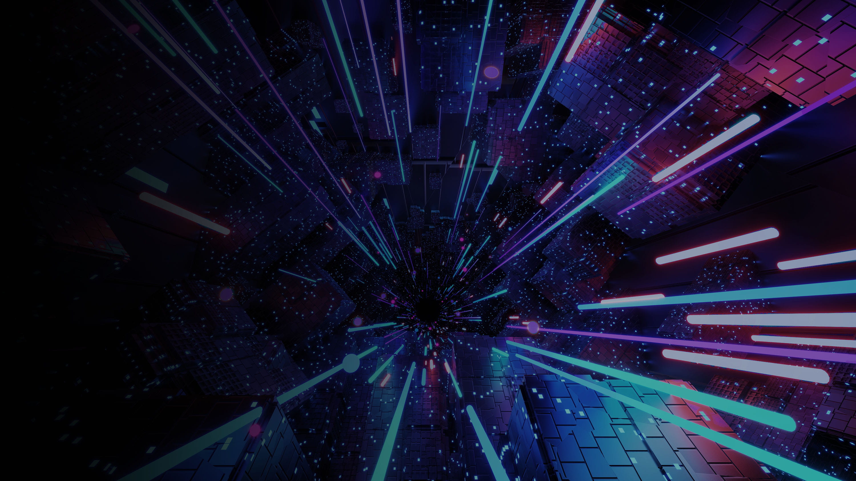 Digital transformation conceptual imagery, abstract neon lines.