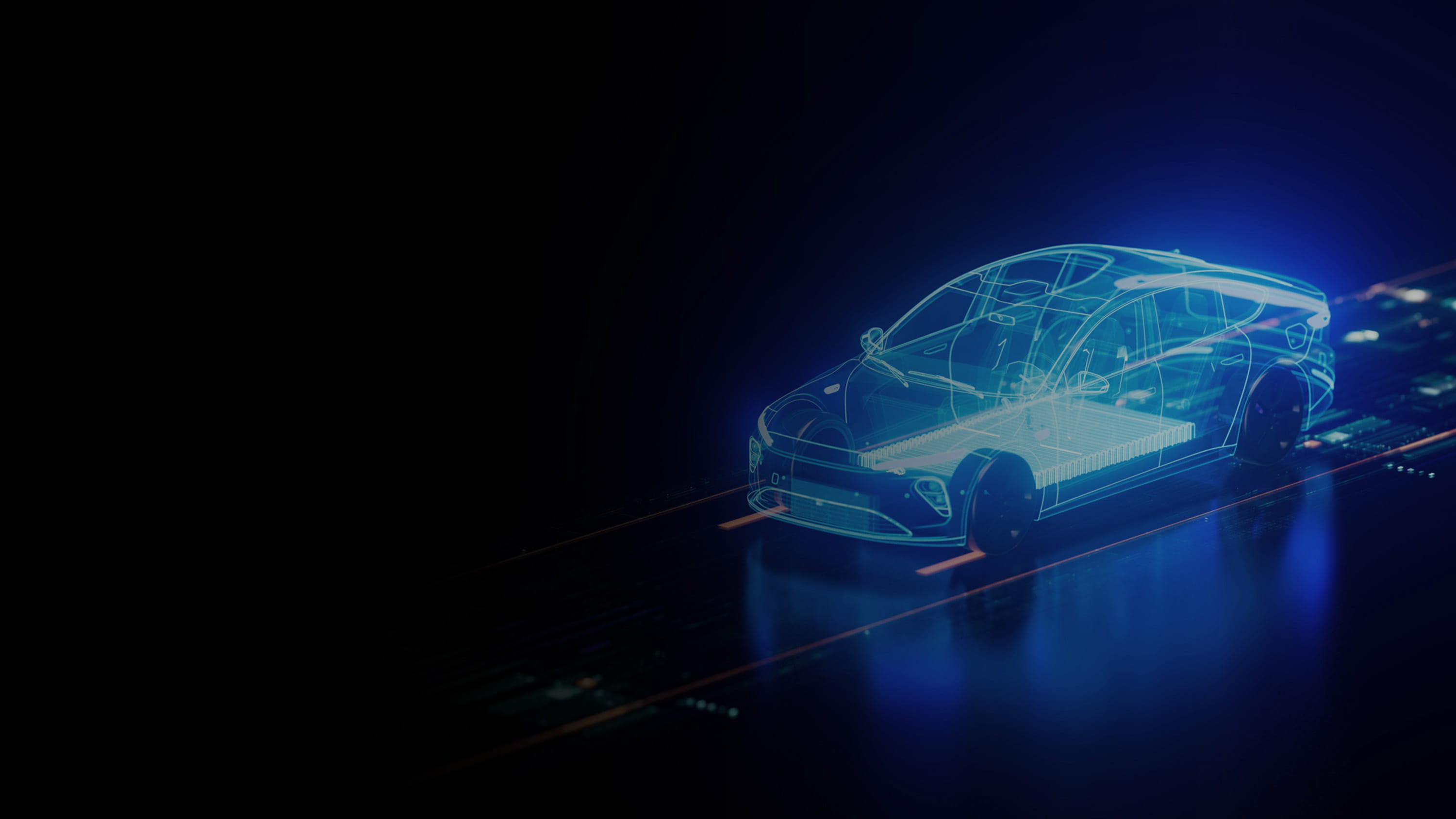 Glowing futuristic car