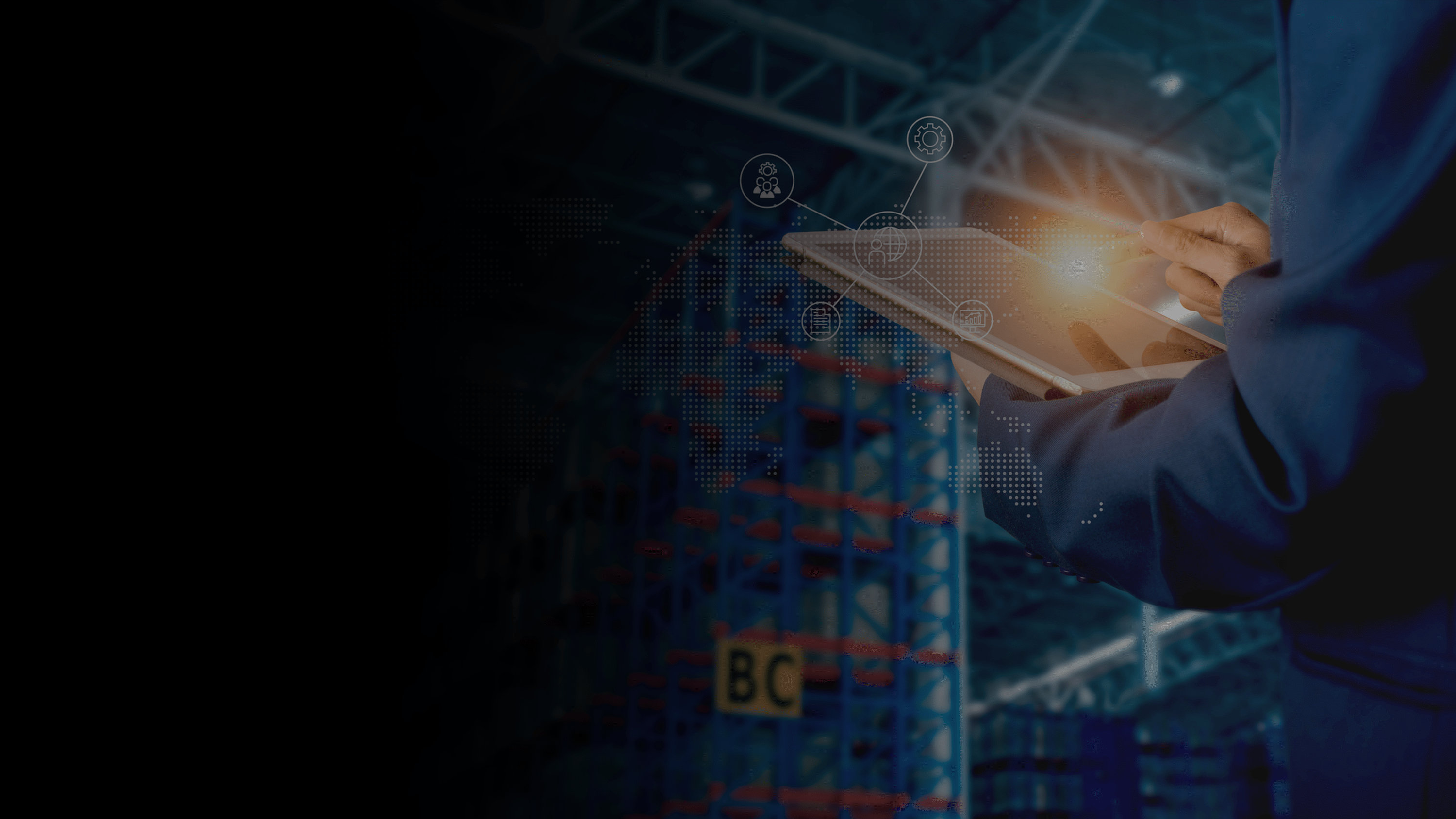 Person with a clipboard in a warehouse