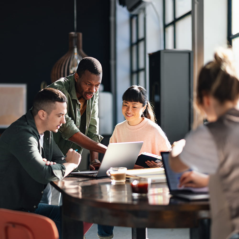 A team brainstorming