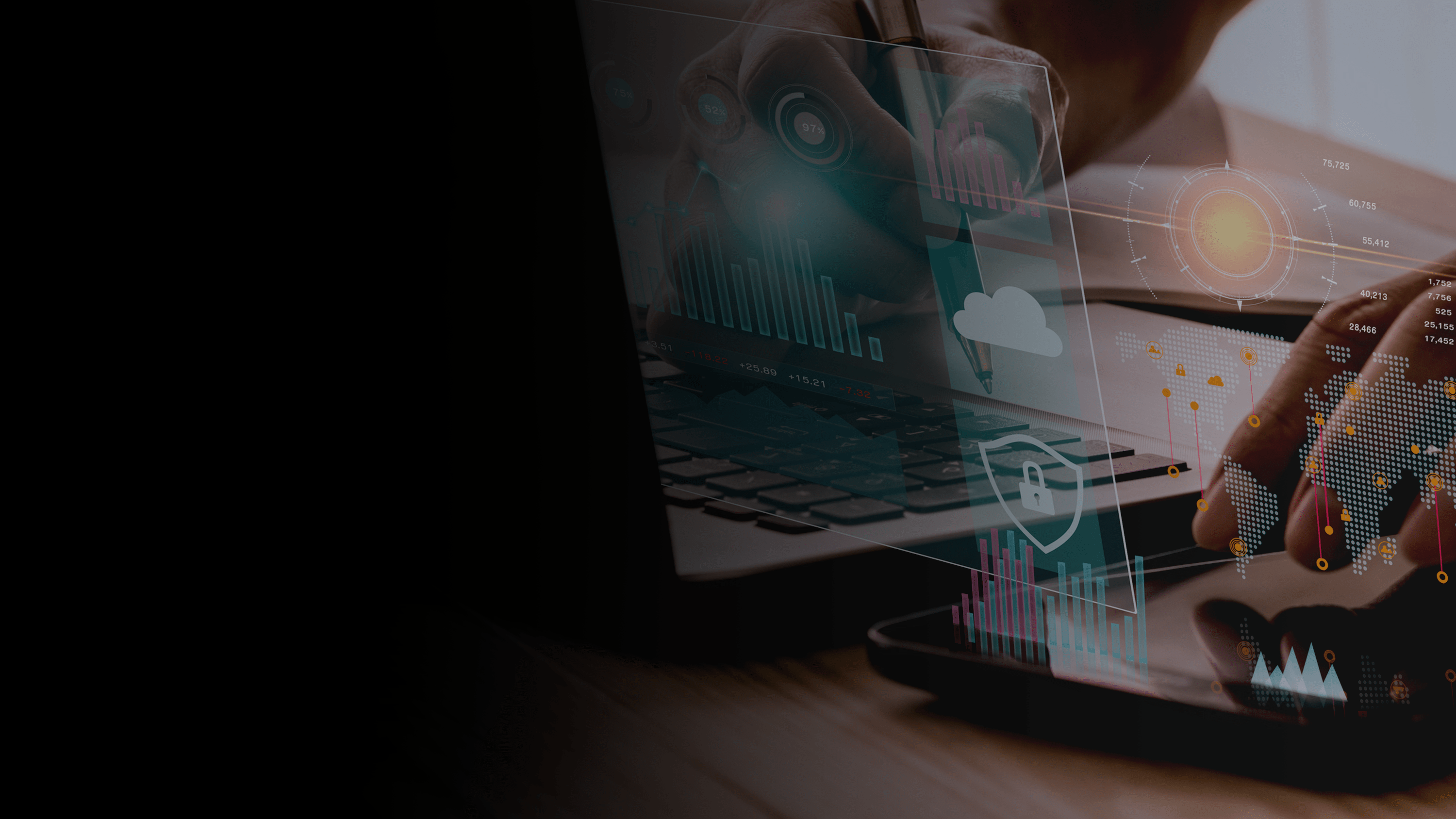 A computer with graphs.