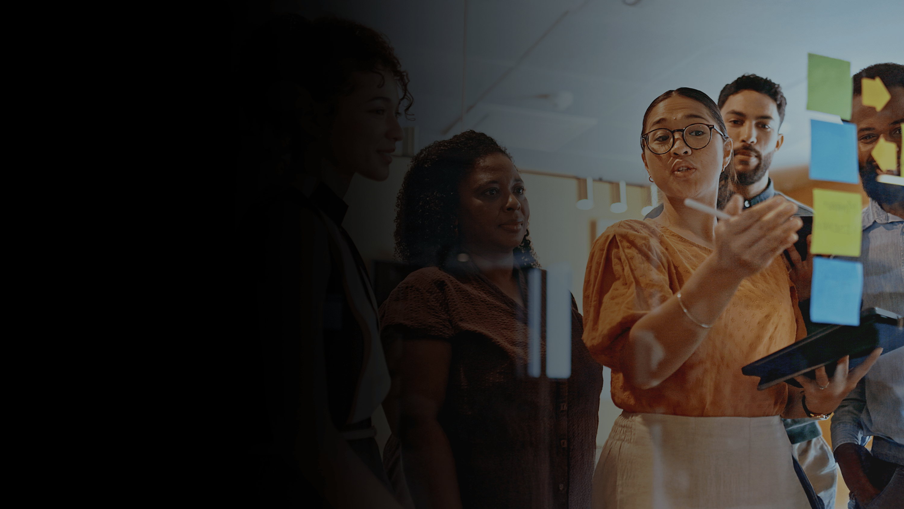 A team brainstorming.