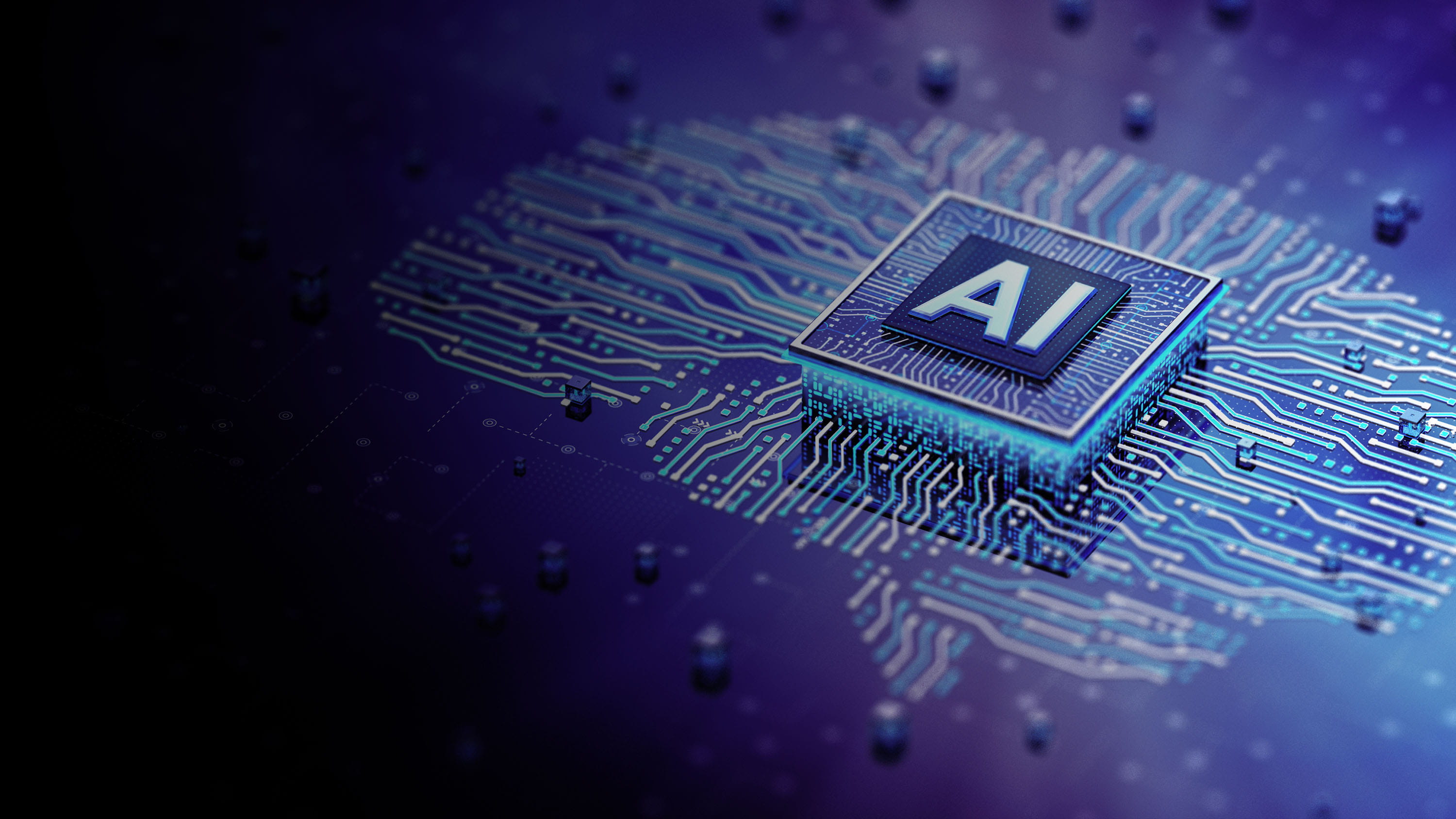 AI chip on brain-shaped circuit board