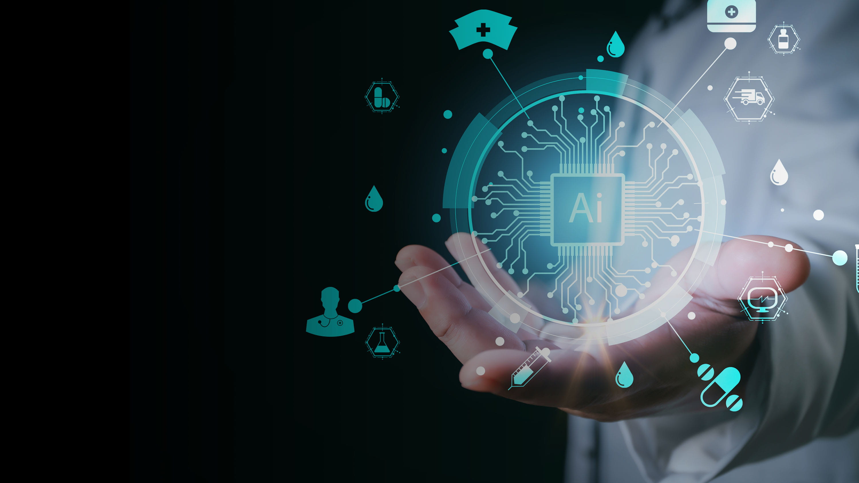 Hand holding glowing AI clock