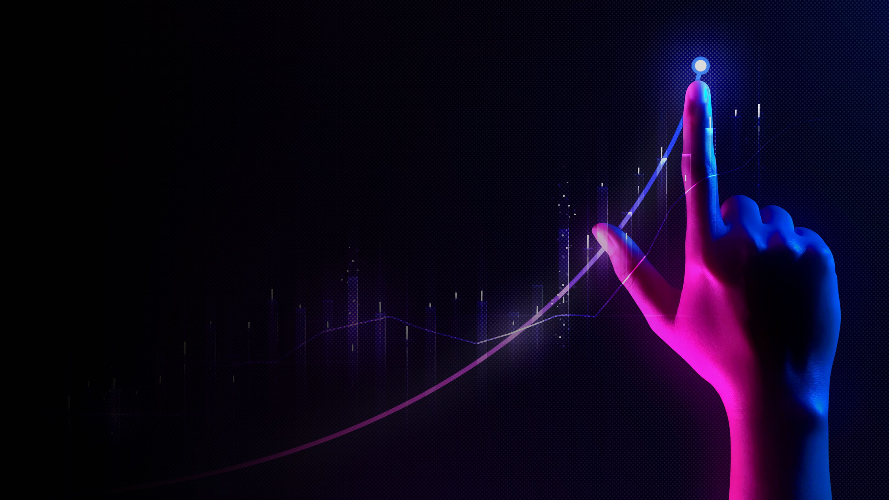 Finger pointing to data