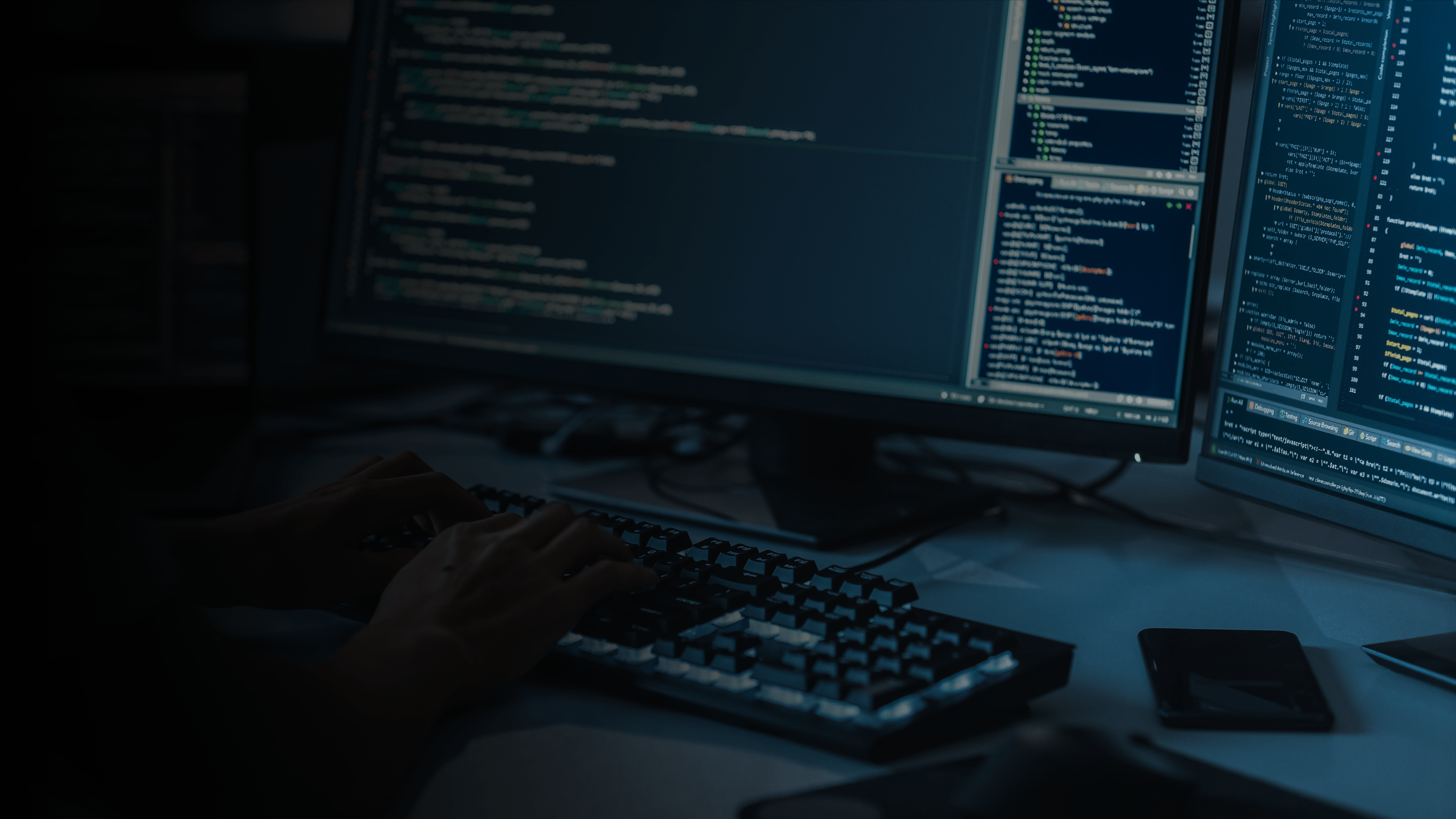 Person typing on a keyboard