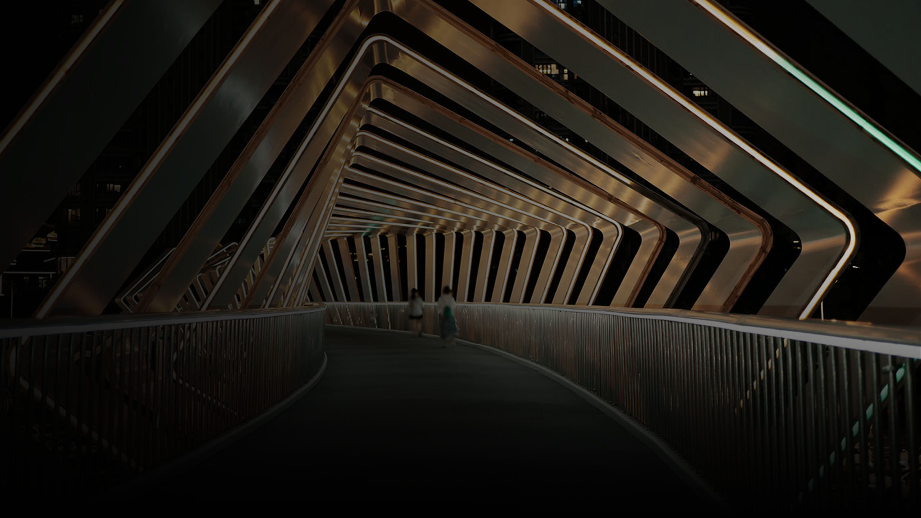Inside of a building with a walkway