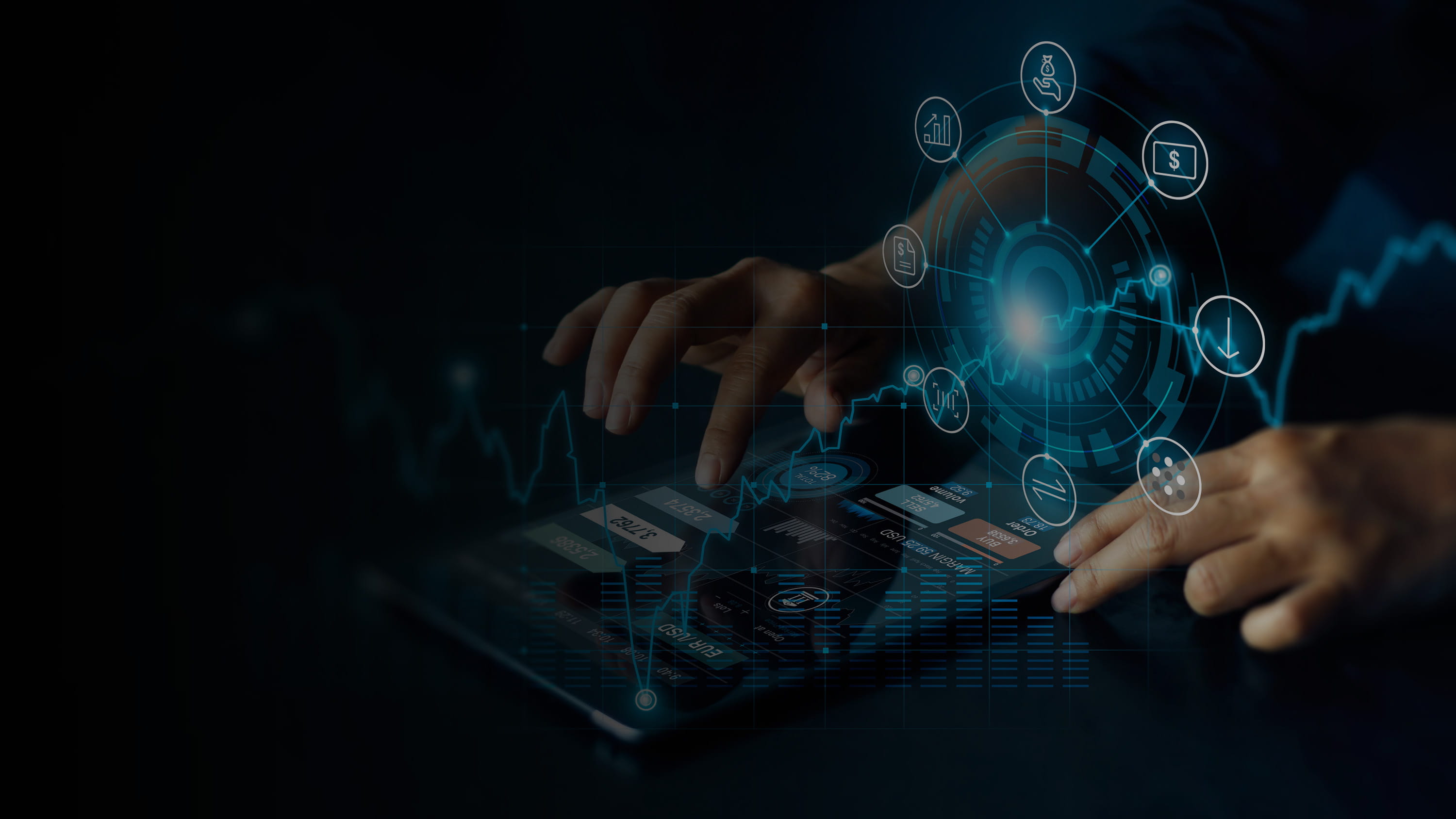 Financial data on a tablet.