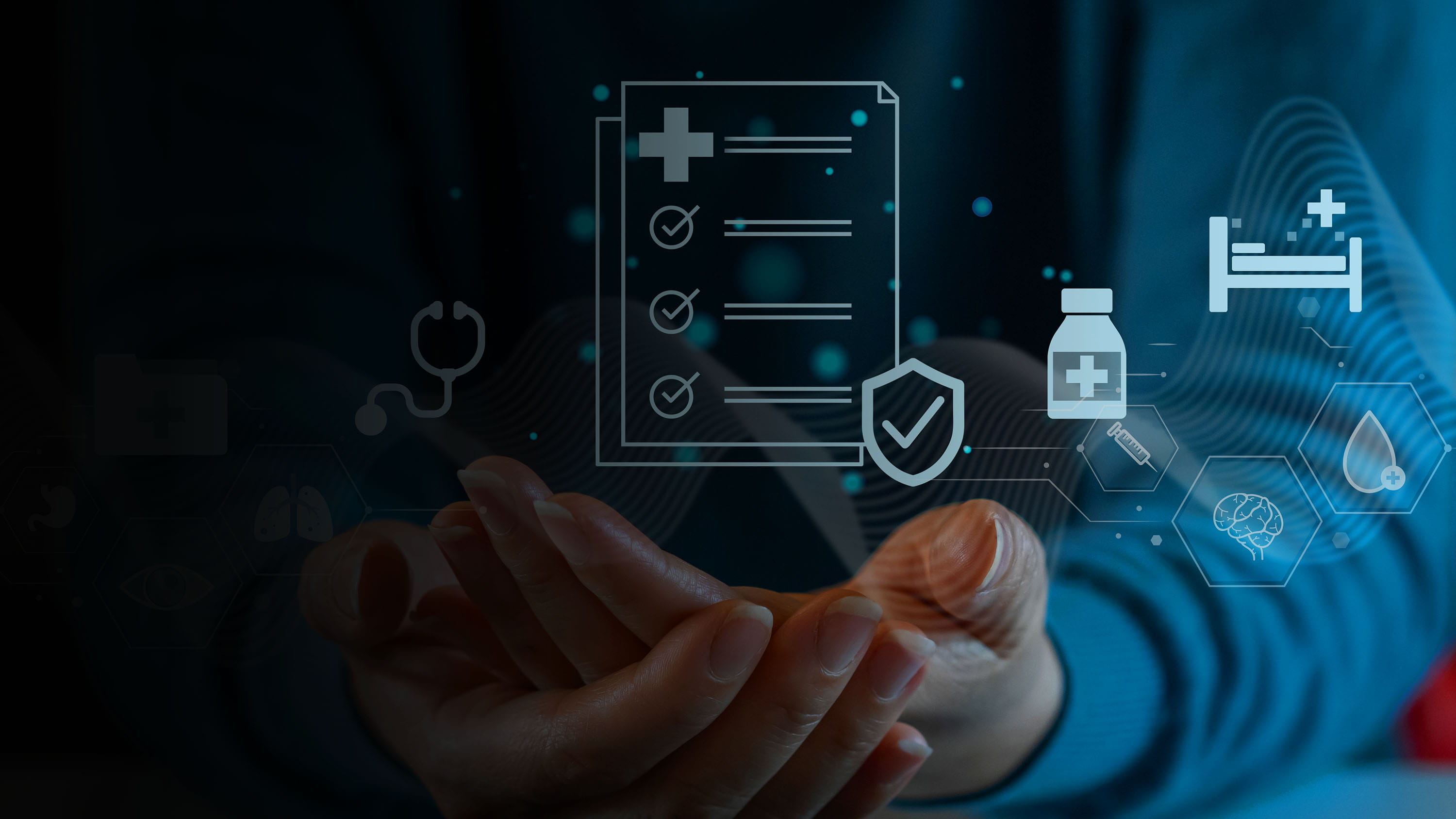 Hands with graphic of patient chart
