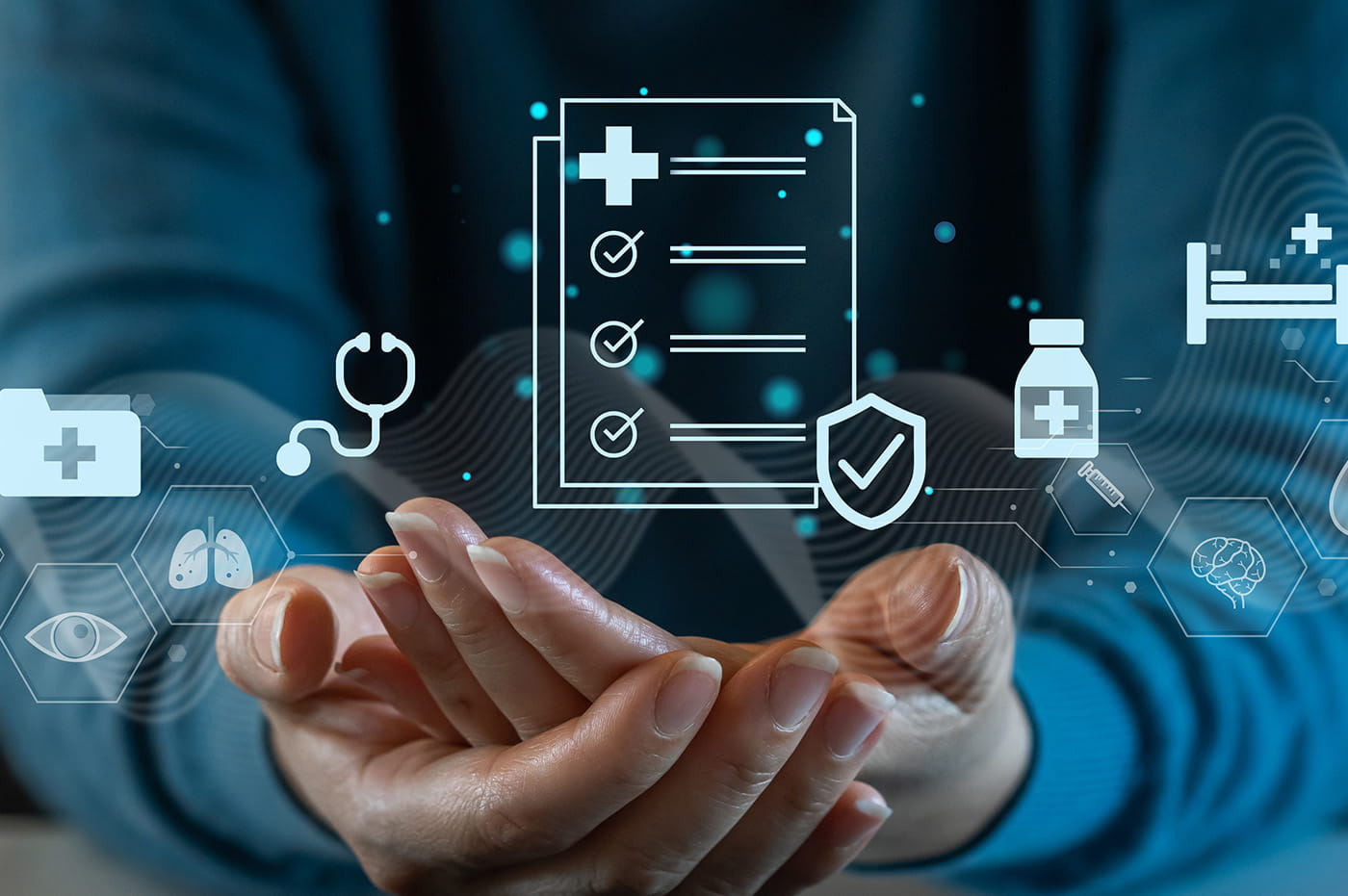 Hands with graphic of patient chart