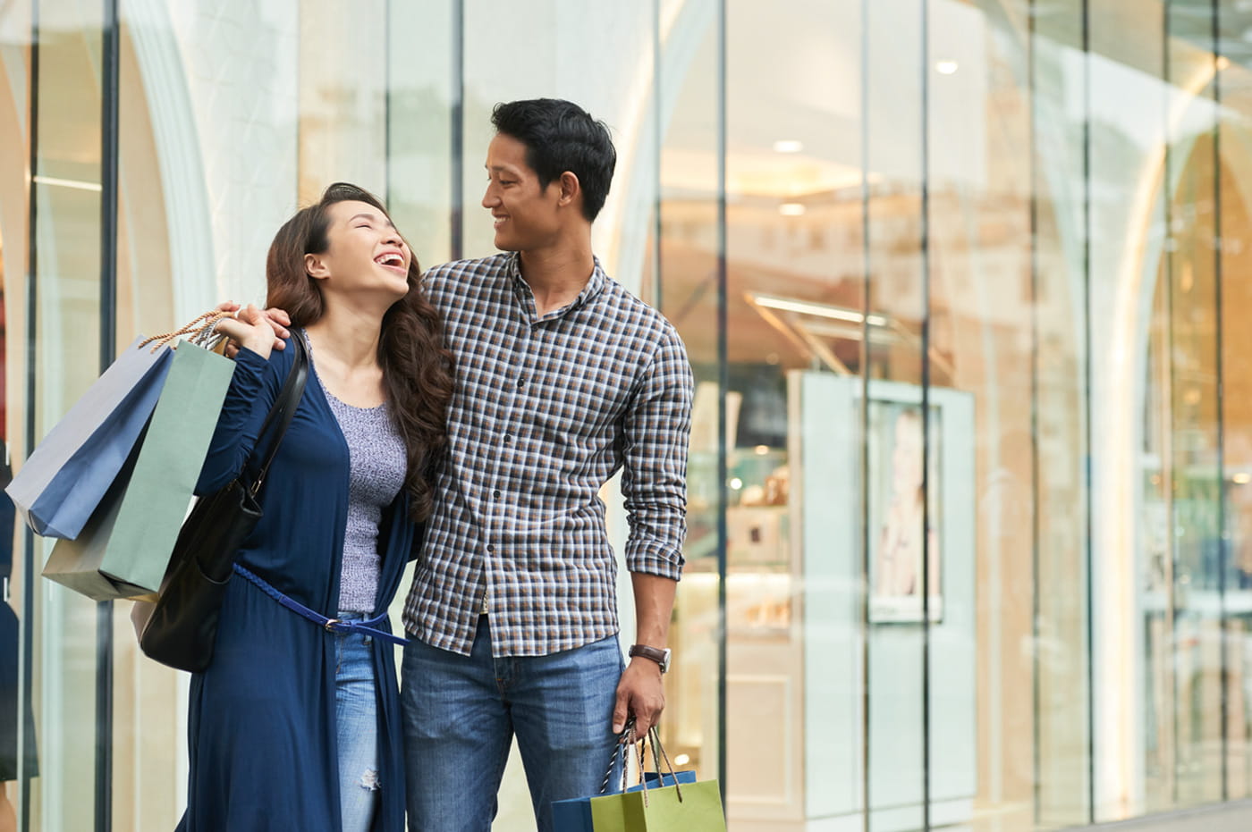 A young couple shopping together.