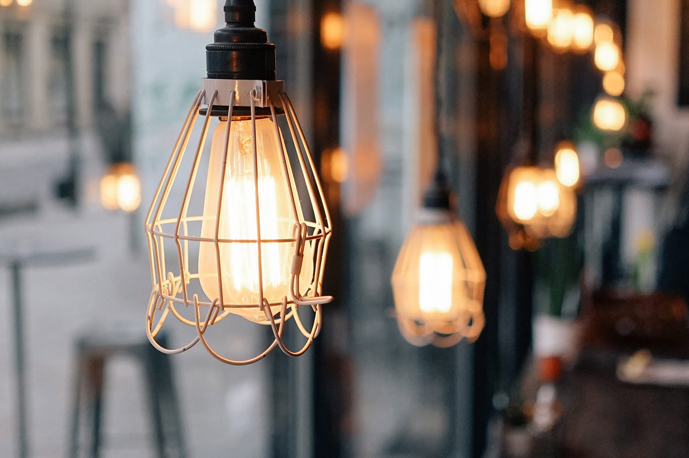 A light fixture hanging from a ceiling.