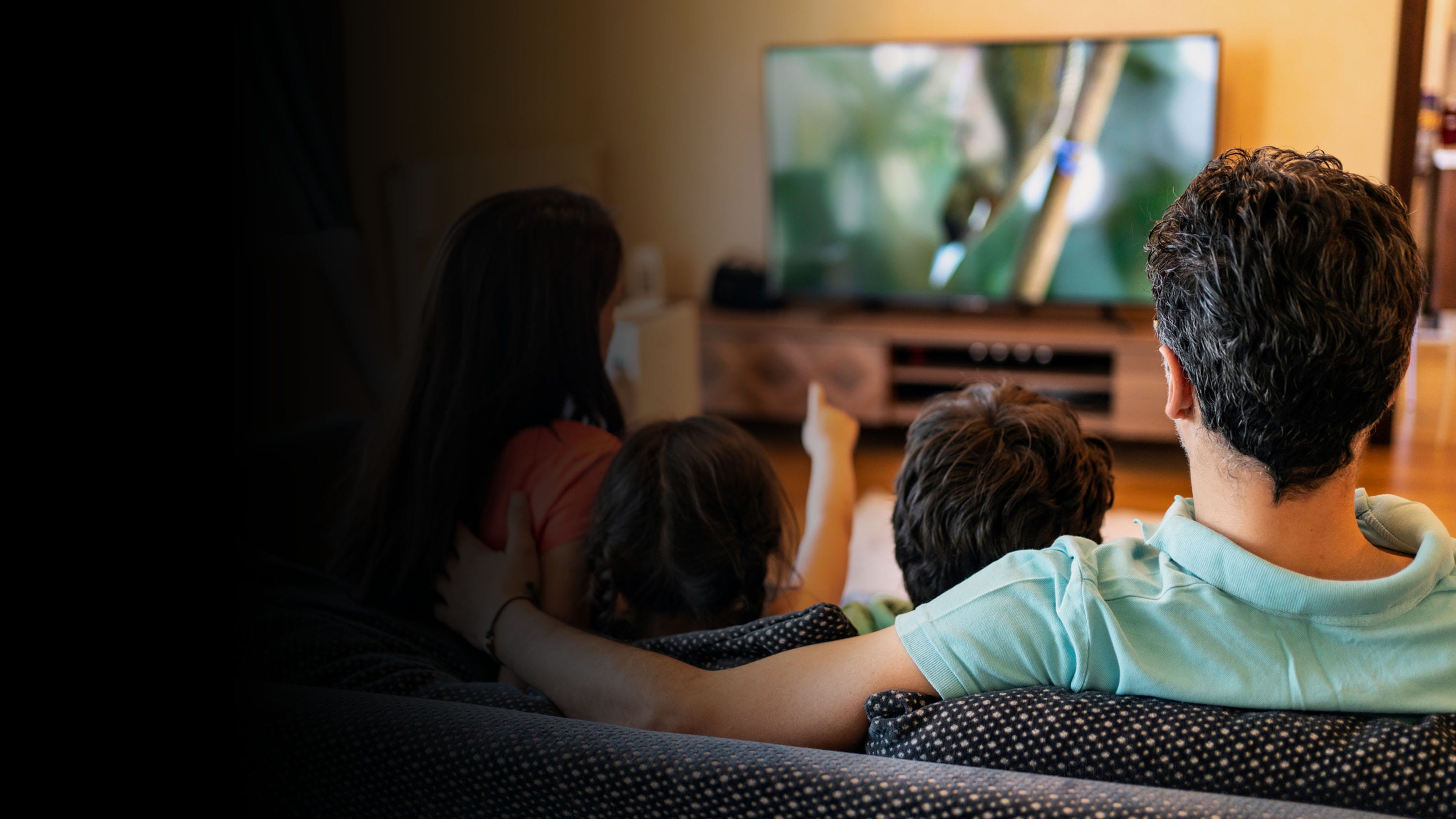 Family watching TV