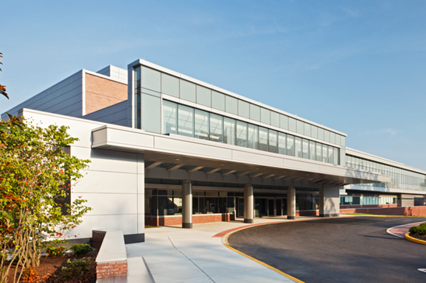 The front of an office building.