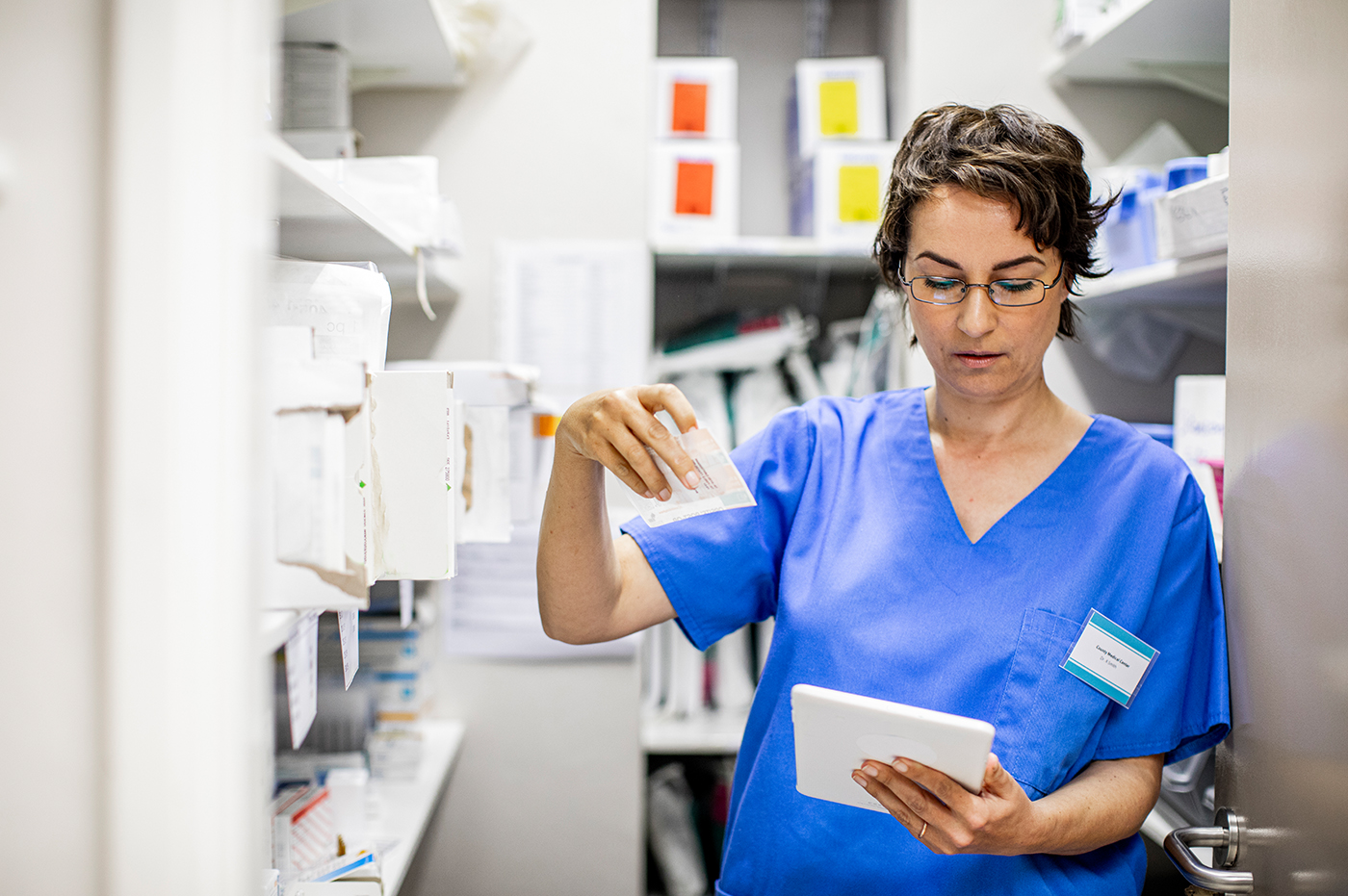 A Healthcare worker finding a prescription 