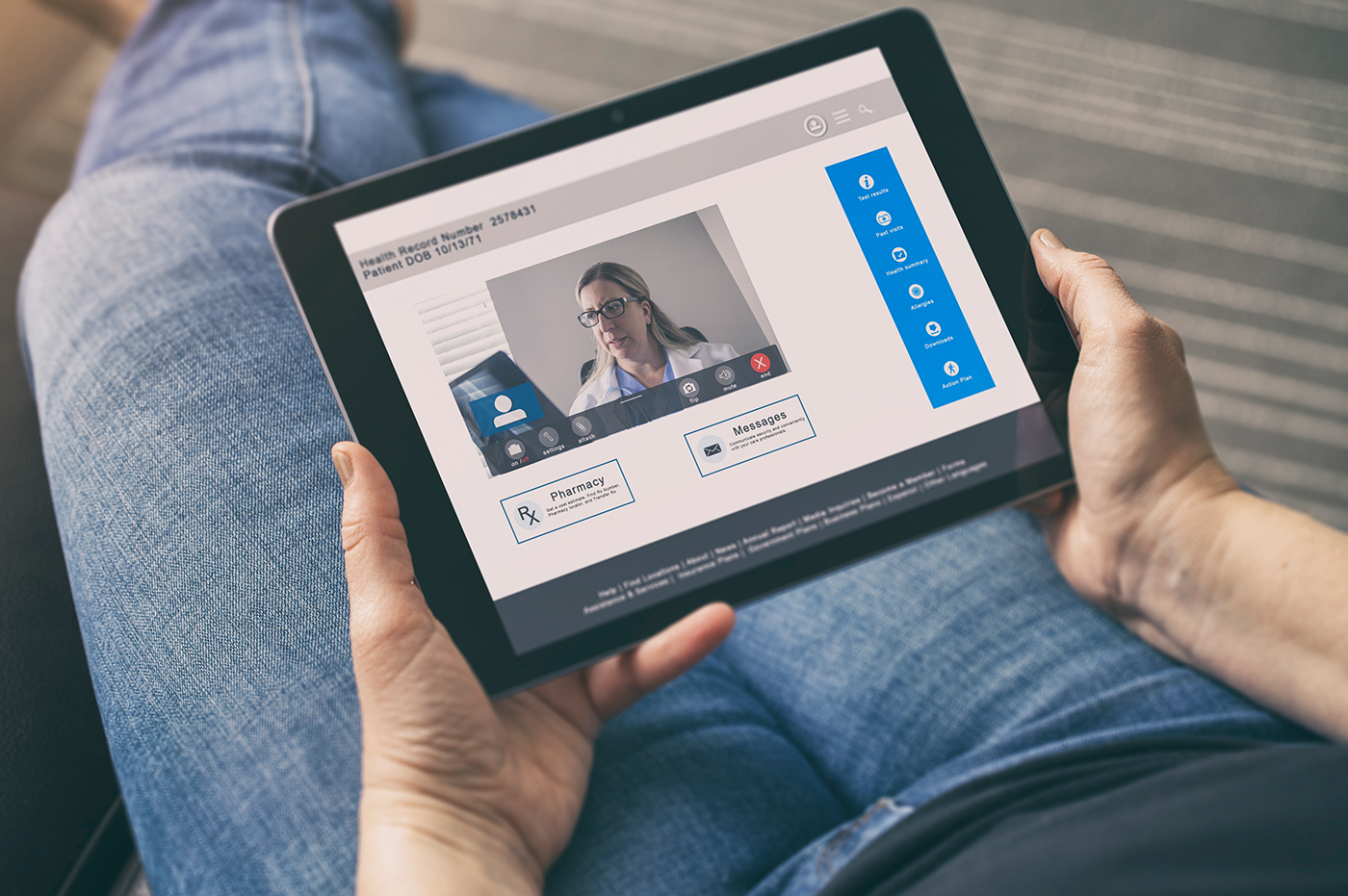 A doctor's visit via zoom call on a tablet device 