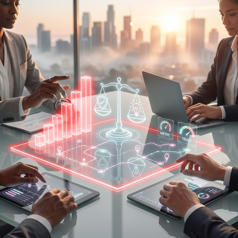 A team using AI and strategizing.