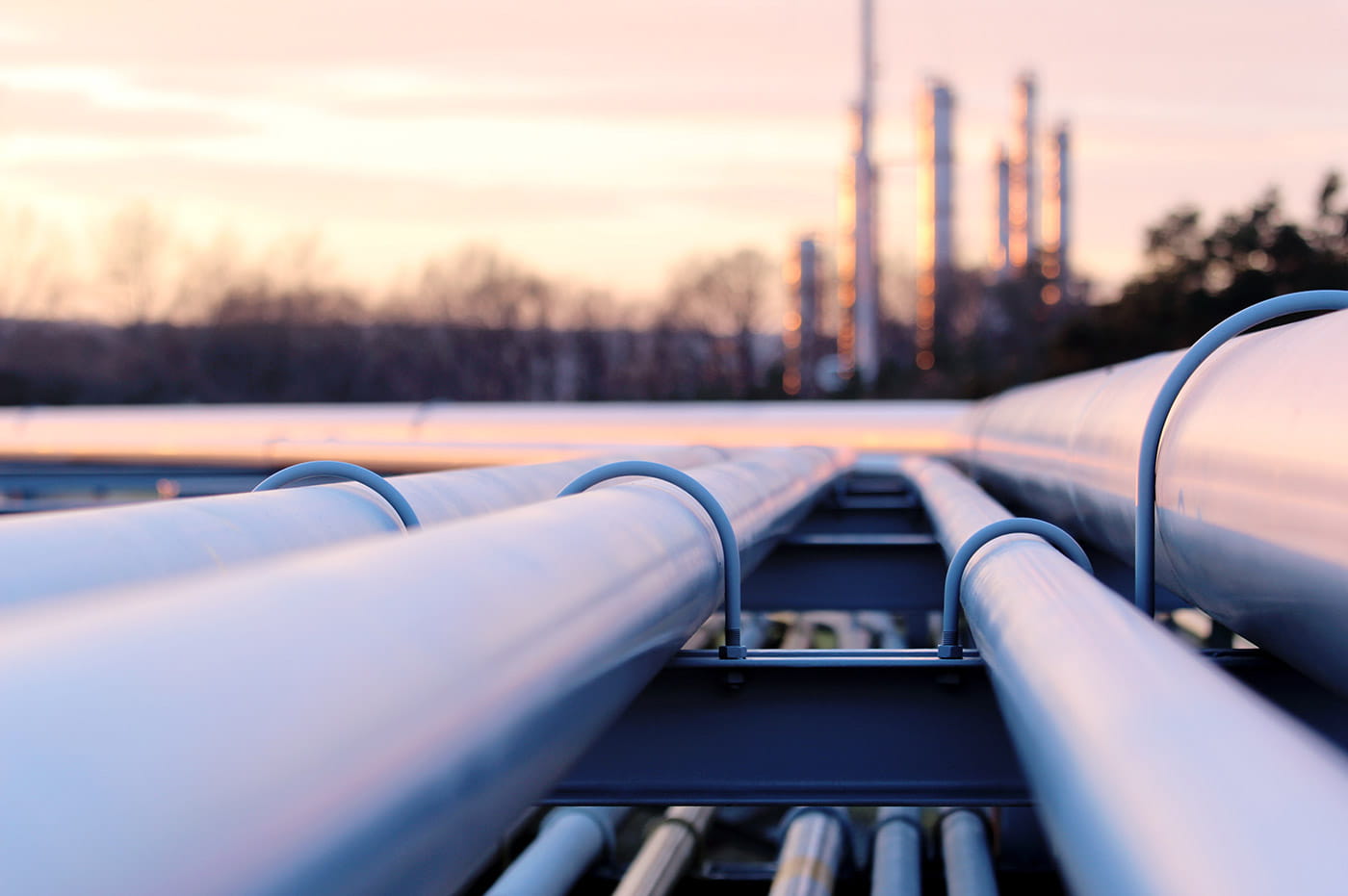 Oil pipes at an oil refinery.