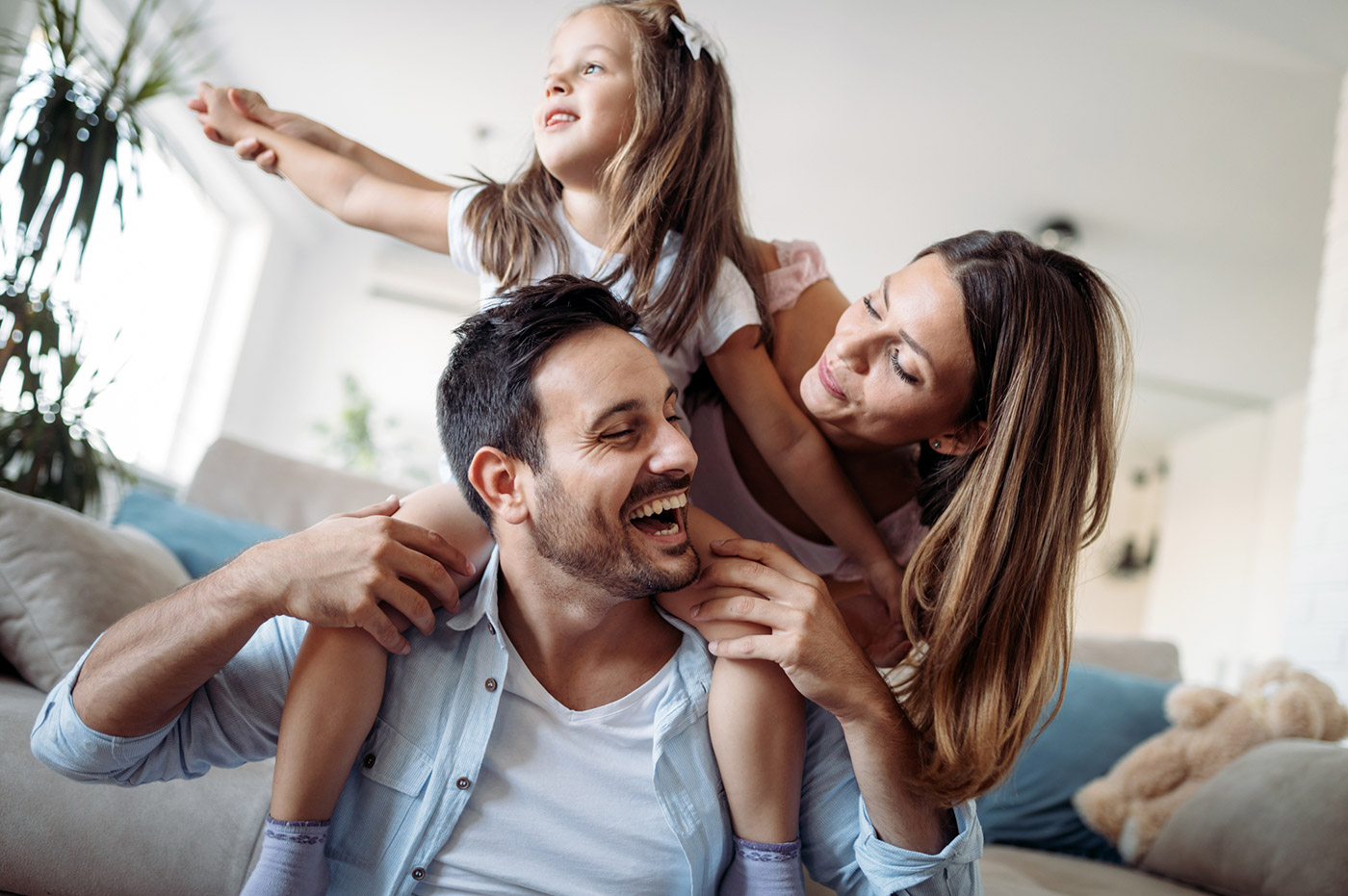 A young family playing together.