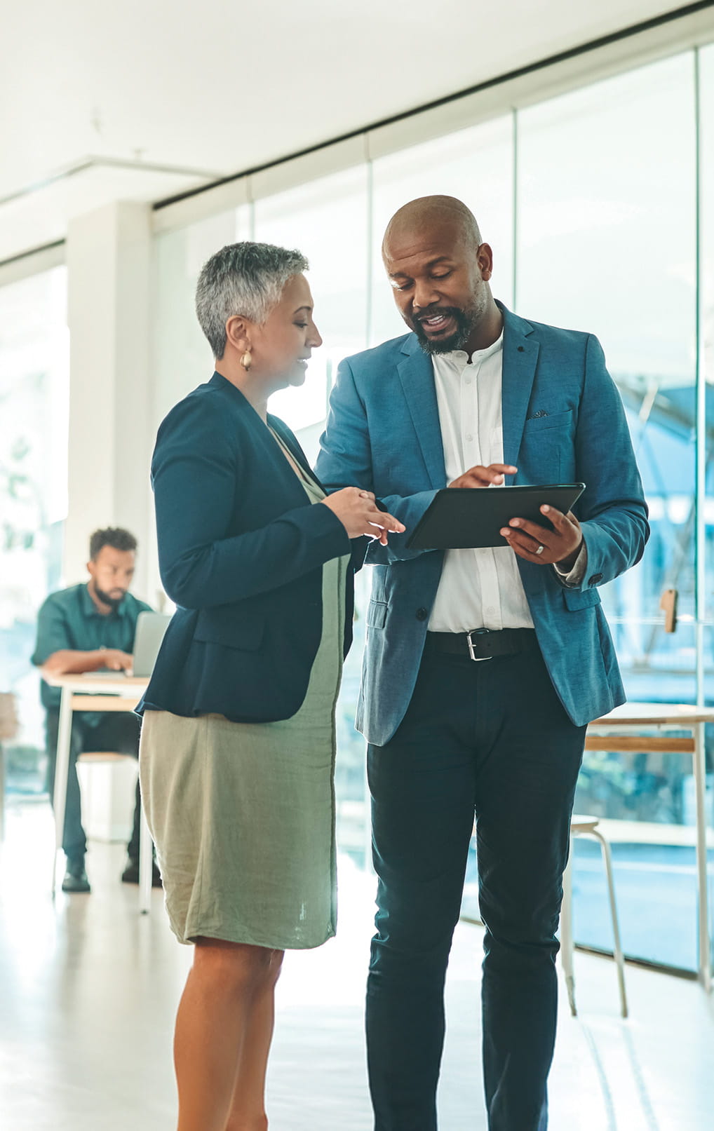 Man and woman talking