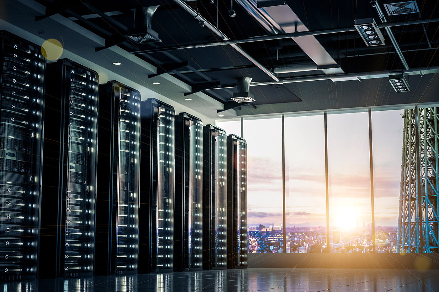 A room with computer servers.