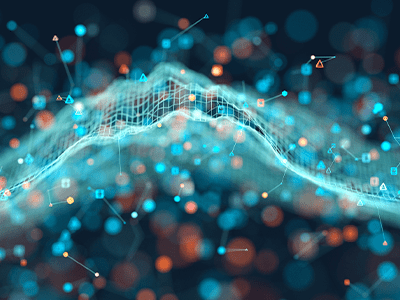 Abstract glowing data wave