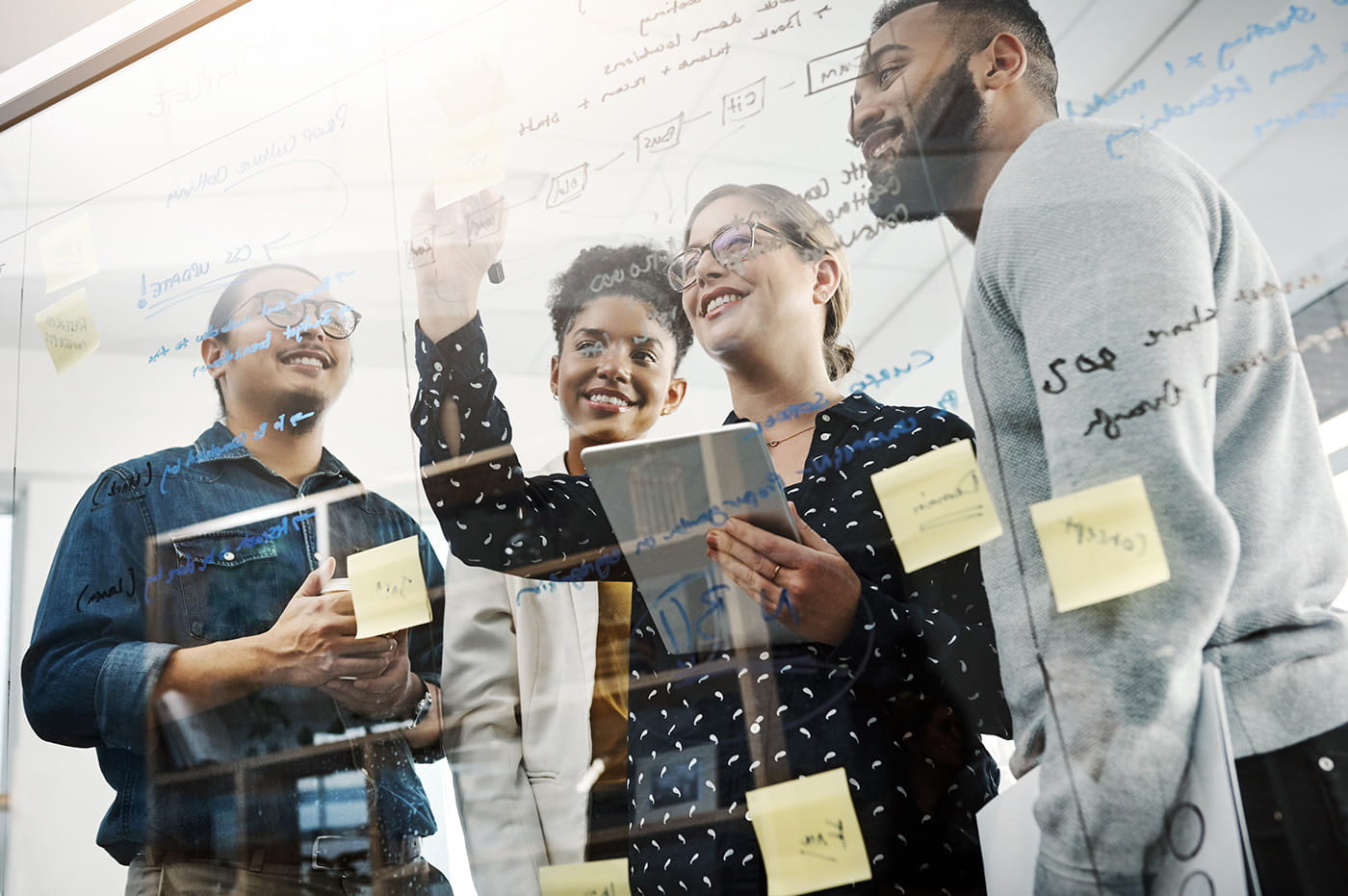 A team brainstorming