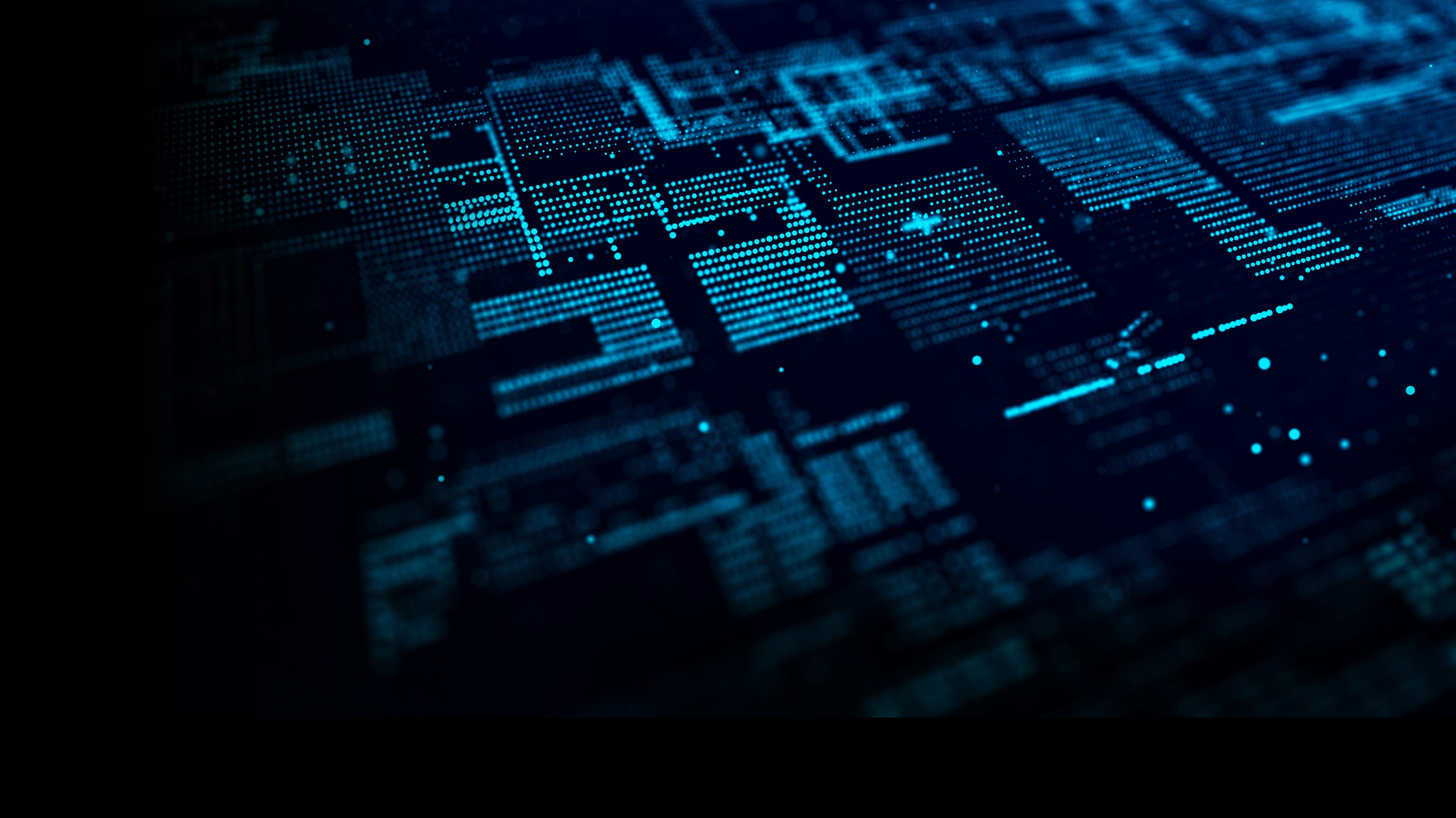 Circuit board with a microchips and cyan led backlight.